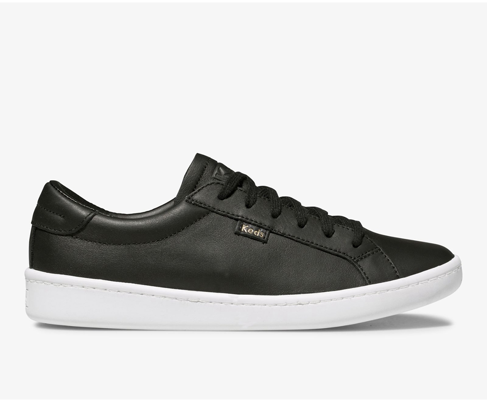 Keds Sneakers Black - Ace Leather - Womens OAEWGR-280